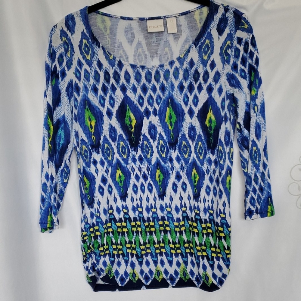 Multicolor ikat print top